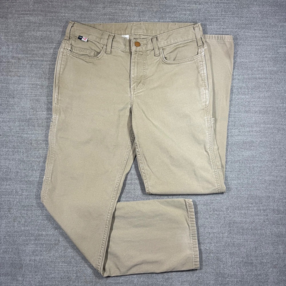 Carhartt Womens FR Flame Resistant Khaki Work Pants Size 8 Short CAT 2 NFPA 2112